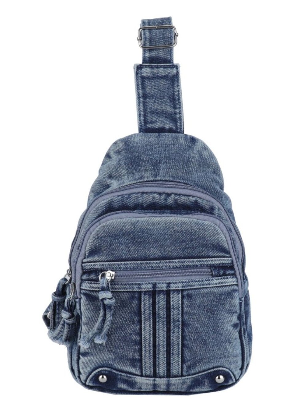 Y2K Denim Sling Bag for Women Washed Jean Crossbody Backpack Aesthetic Grunge